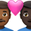 couple with heart: man, man, medium-dark skin tone, dark skin tone on Apple