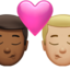 kiss: man, man, medium-dark skin tone, medium-light skin tone on Apple