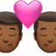 kiss: man, man, medium-dark skin tone on Apple