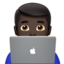 man technologist: dark skin tone on Apple