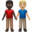 men holding hands: dark skin tone, medium-light skin tone on Apple