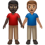 men holding hands: dark skin tone, medium skin tone on Apple
