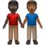 men holding hands: dark skin tone, medium-dark skin tone on Apple