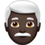 man: dark skin tone, white hair on Apple