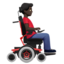 man in motorized wheelchair facing right: dark skin tone on Apple