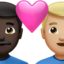 couple with heart: man, man, dark skin tone, medium-light skin tone on Apple