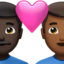 couple with heart: man, man, dark skin tone, medium-dark skin tone on Apple