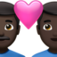 couple with heart: man, man, dark skin tone on Apple