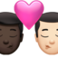 kiss: man, man, dark skin tone, light skin tone on Apple