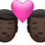 kiss: man, man, dark skin tone on Apple