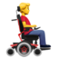 man in motorized wheelchair facing right on Apple