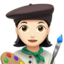 woman artist: light skin tone on Apple