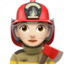 woman firefighter: light skin tone on Apple