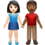 woman and man holding hands: light skin tone, medium-dark skin tone on Apple
