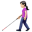 woman with white cane: light skin tone on Apple