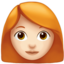 woman: light skin tone, red hair on Apple