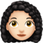 woman: light skin tone, curly hair on Apple