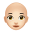 woman: light skin tone, bald on Apple
