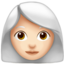 woman: light skin tone, white hair on Apple