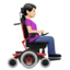 woman in motorized wheelchair facing right: light skin tone on Apple