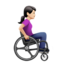 woman in manual wheelchair facing right: light skin tone on Apple