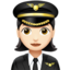 woman pilot: light skin tone on Apple