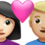 couple with heart: woman, man, light skin tone, medium-light skin tone on Apple