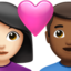 couple with heart: woman, man, light skin tone, medium-dark skin tone on Apple