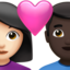 couple with heart: woman, man, light skin tone, dark skin tone on Apple