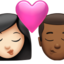 kiss: woman, man, light skin tone, medium-dark skin tone on Apple