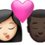 kiss: woman, man, light skin tone, dark skin tone on Apple