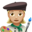 woman artist: medium-light skin tone on Apple