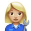 woman mechanic: medium-light skin tone on Apple