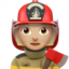 woman firefighter: medium-light skin tone on Apple