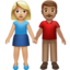 woman and man holding hands: medium-light skin tone, medium skin tone on Apple