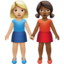 women holding hands: medium-light skin tone, medium-dark skin tone on Apple