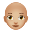 woman: medium-light skin tone, bald on Apple
