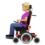 woman in motorized wheelchair: medium-light skin tone on Apple