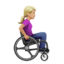 woman in manual wheelchair facing right: medium-light skin tone on Apple