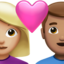 couple with heart: woman, man, medium-light skin tone, medium skin tone on Apple
