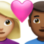 couple with heart: woman, man, medium-light skin tone, medium-dark skin tone on Apple