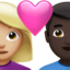 couple with heart: woman, man, medium-light skin tone, dark skin tone on Apple