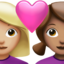 couple with heart: woman, woman, medium-light skin tone, medium skin tone on Apple