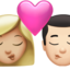 kiss: woman, man, medium-light skin tone, light skin tone on Apple