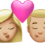 kiss: woman, man, medium-light skin tone on Apple