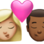 kiss: woman, man, medium-light skin tone, medium-dark skin tone on Apple