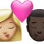kiss: woman, man, medium-light skin tone, dark skin tone on Apple