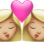 kiss: woman, woman, medium-light skin tone on Apple