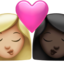 kiss: woman, woman, medium-light skin tone, dark skin tone on Apple