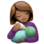 woman feeding baby: medium skin tone on Apple